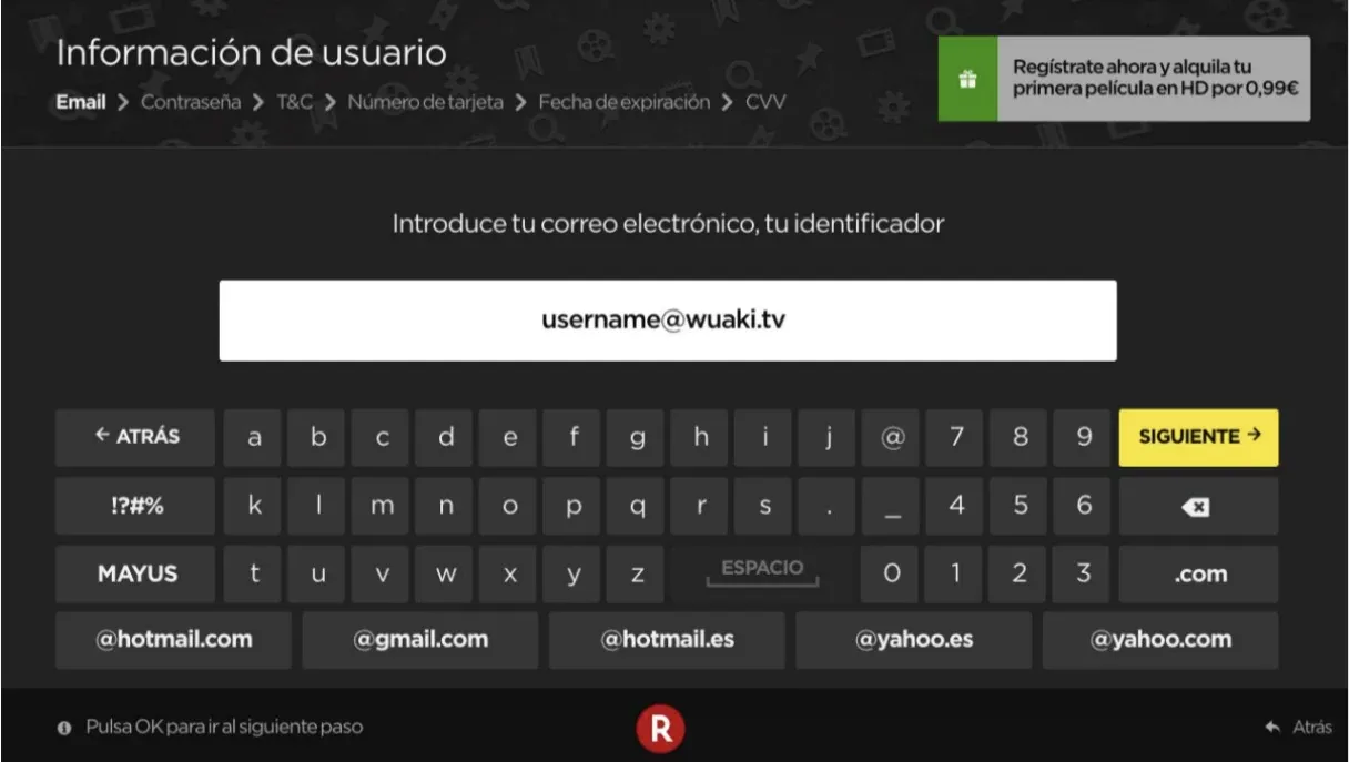 The existing keyboard: letters, numbers and email shortcuts spread across the full width of the screen beneath the input field.